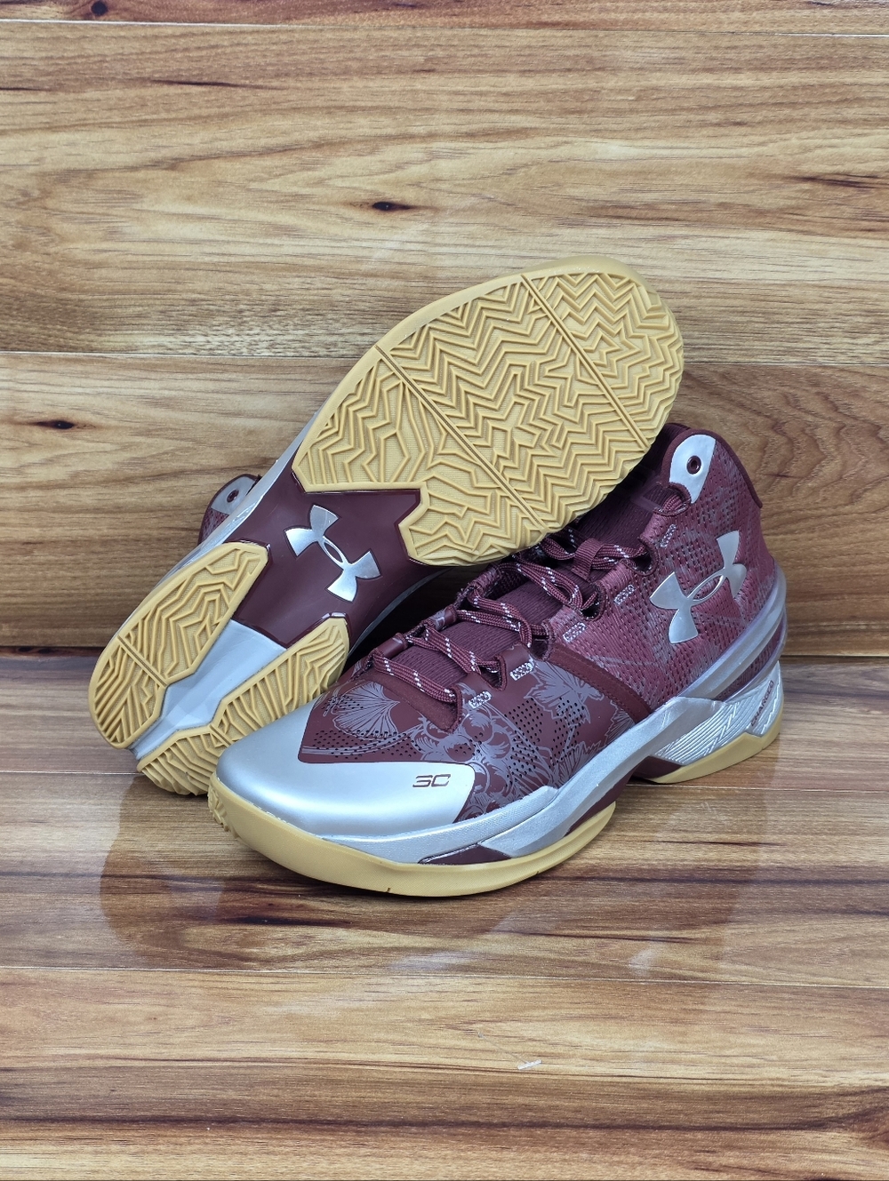 Under Armour Curry 2 Retro Basketball Shoe Red Silver 3026052-601 Mens Size 12